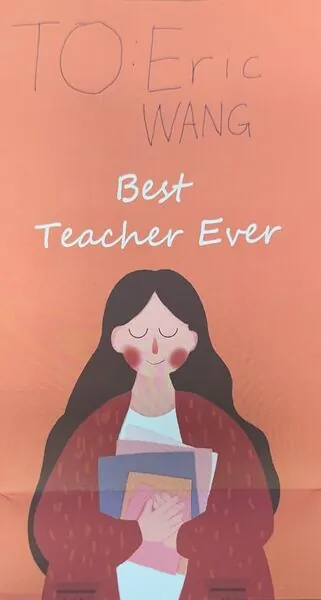Thank-you card from CISC 102 students reading 'Best Teacher Ever'